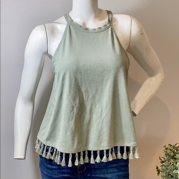 H.I.P Green Tassel Tank - Picture 2 of 5